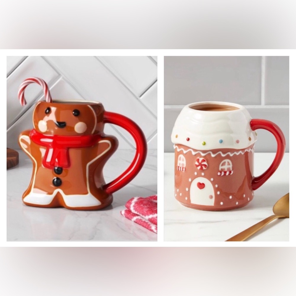 2 NEW Target Wondershop Threshold Gingerbread Man & Gingerbread House Mug Set 🎁🎄